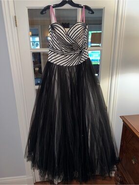 Alexia Designs Tulle Ball Gown with Striped Bodice